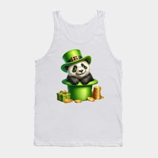 Panda Bear Hat for Patrick's Day Tank Top